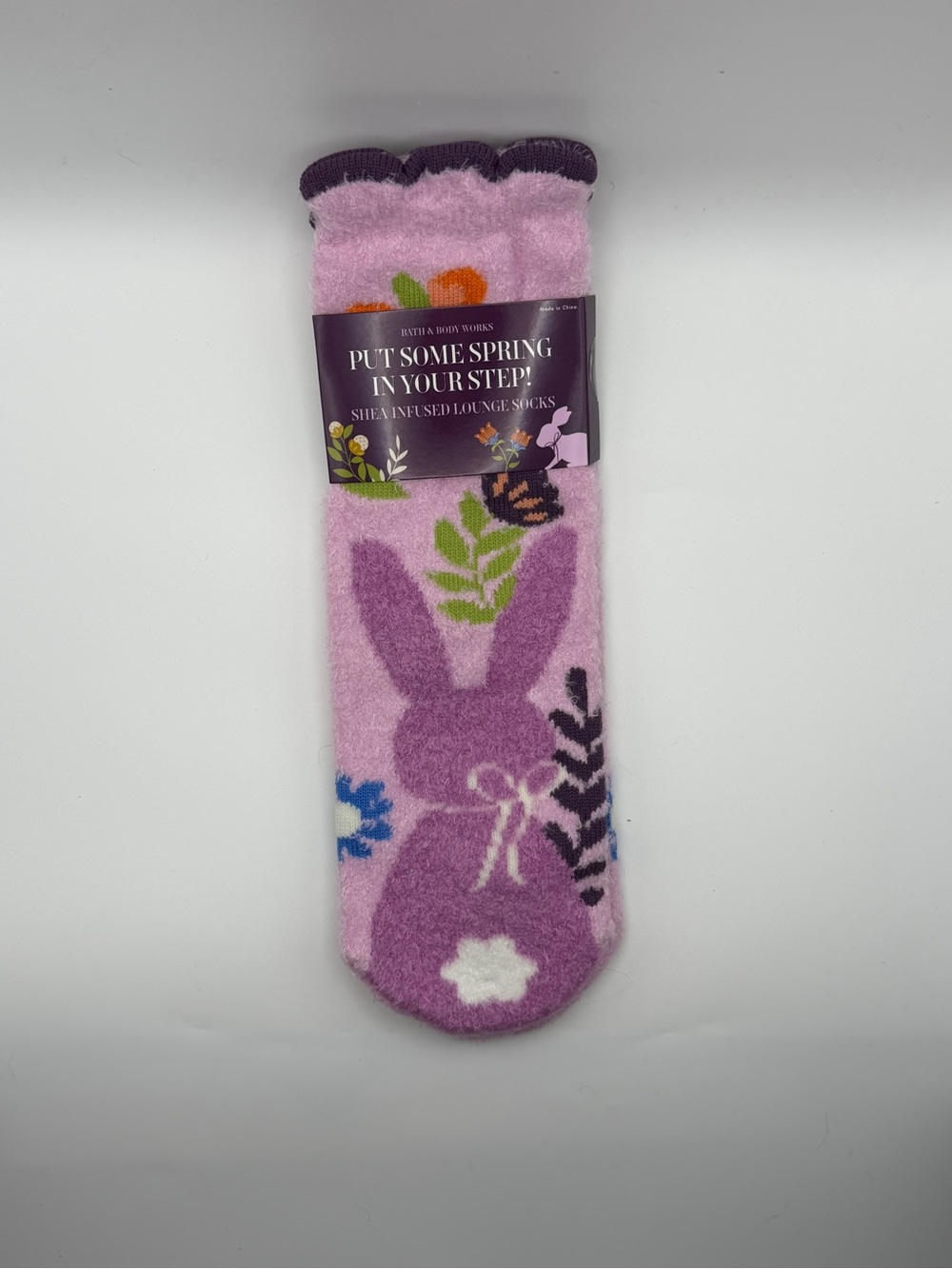 Bath & Body Works Women's Shea-Infused Lilac Bunny Lounge Socks
